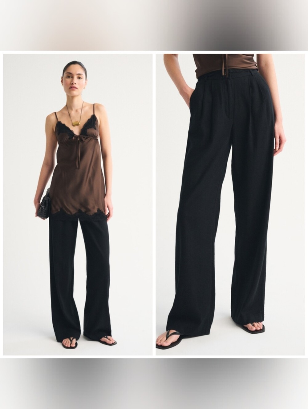 Abercrombie&Fitch Linen-Blend Tailored Wide Leg Pant, Size 28 Short Black, A&F